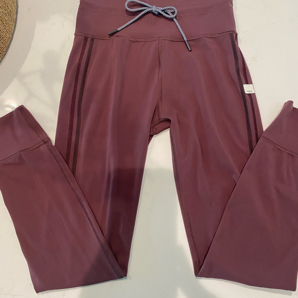 Vuori Pink High-Rise Leggings with Drawstring